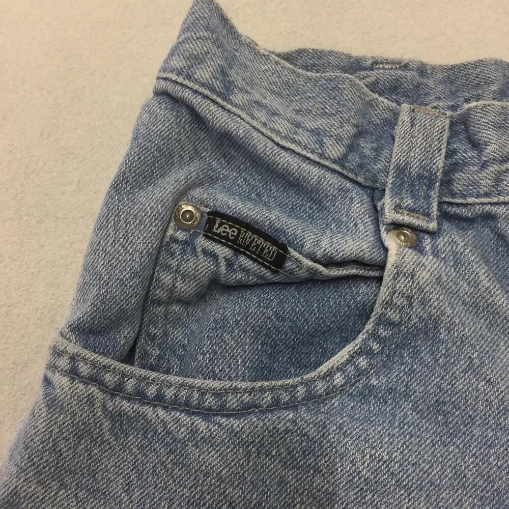 Lee Pipes Shorts Boys 8 Blue Light Wash Denim Relaxed Bermuda Casual Summer